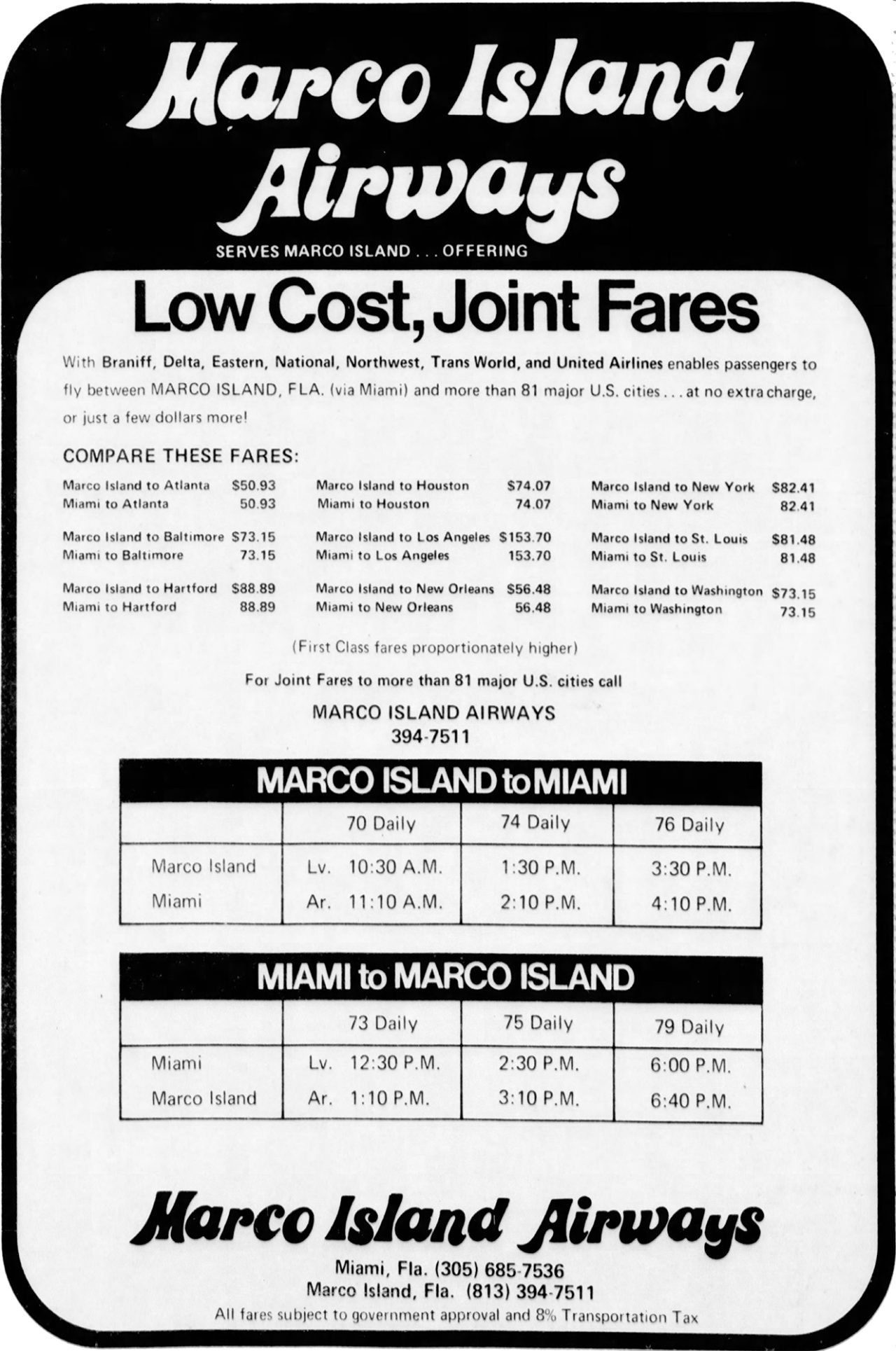 Ephemera Marco Island Airways